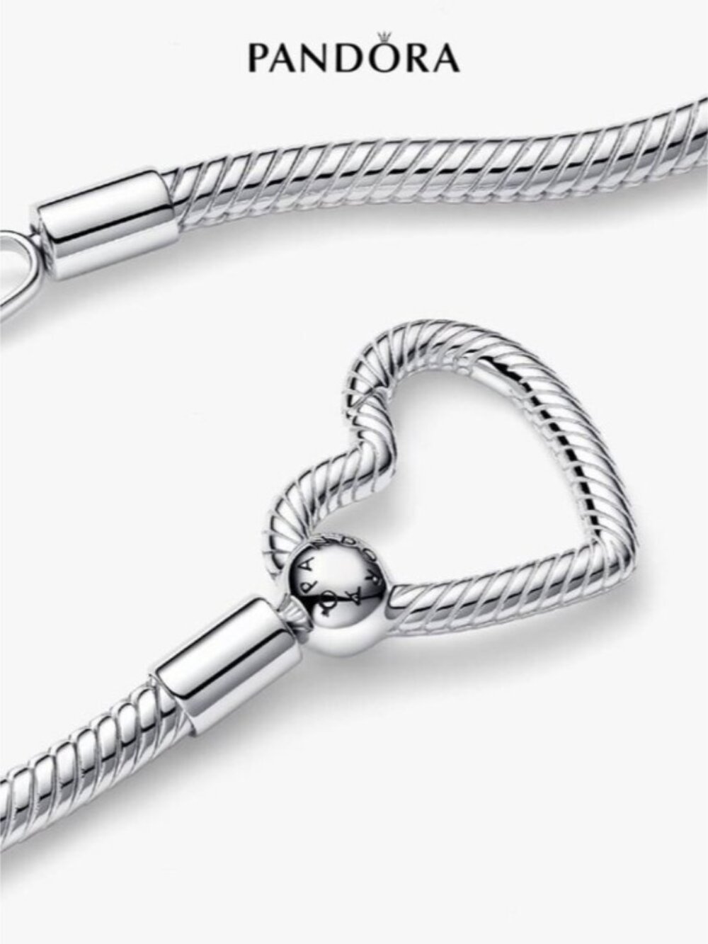 🌸✨🌸 Pandora Heart Closure Snake Chain Necklace - Picture 2 of 6